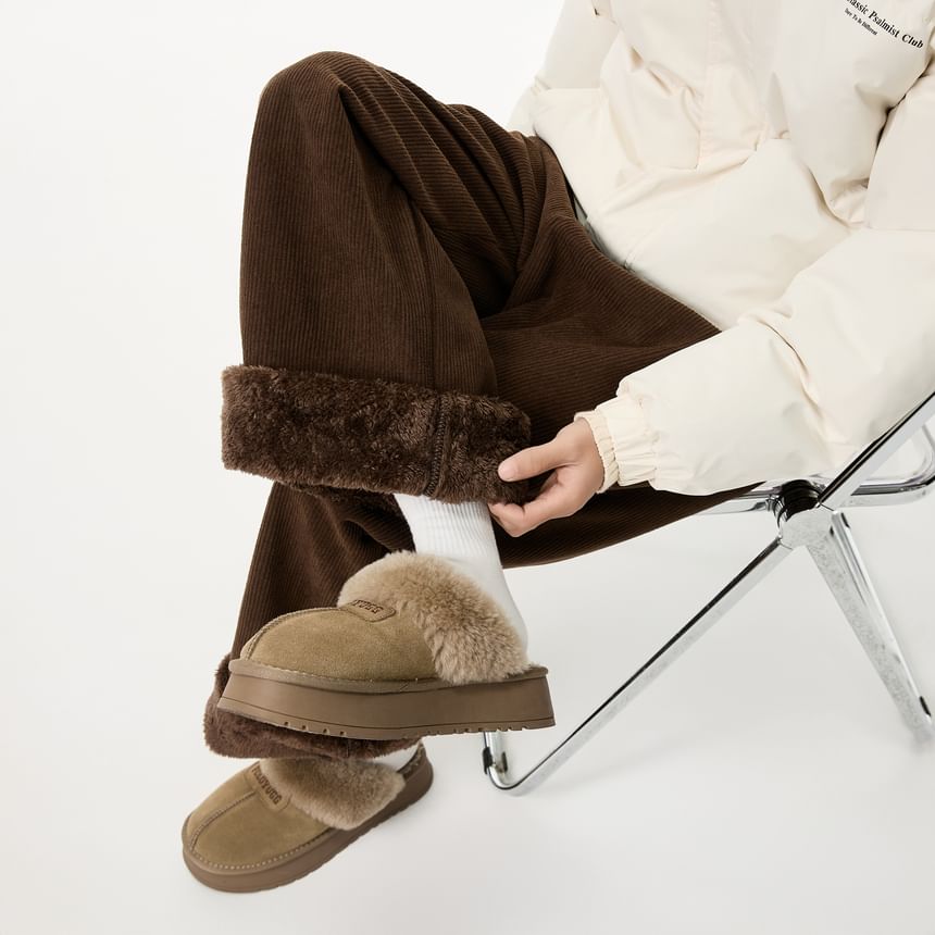 Derbundy - Hoge taille corduroy broek met fleecevoering en rechte pijpen