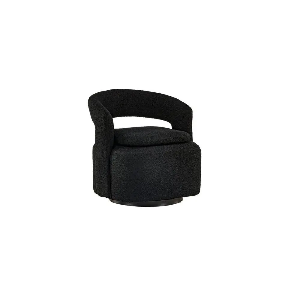 Svea - Teno draaibare fauteuil - boucle - zwart