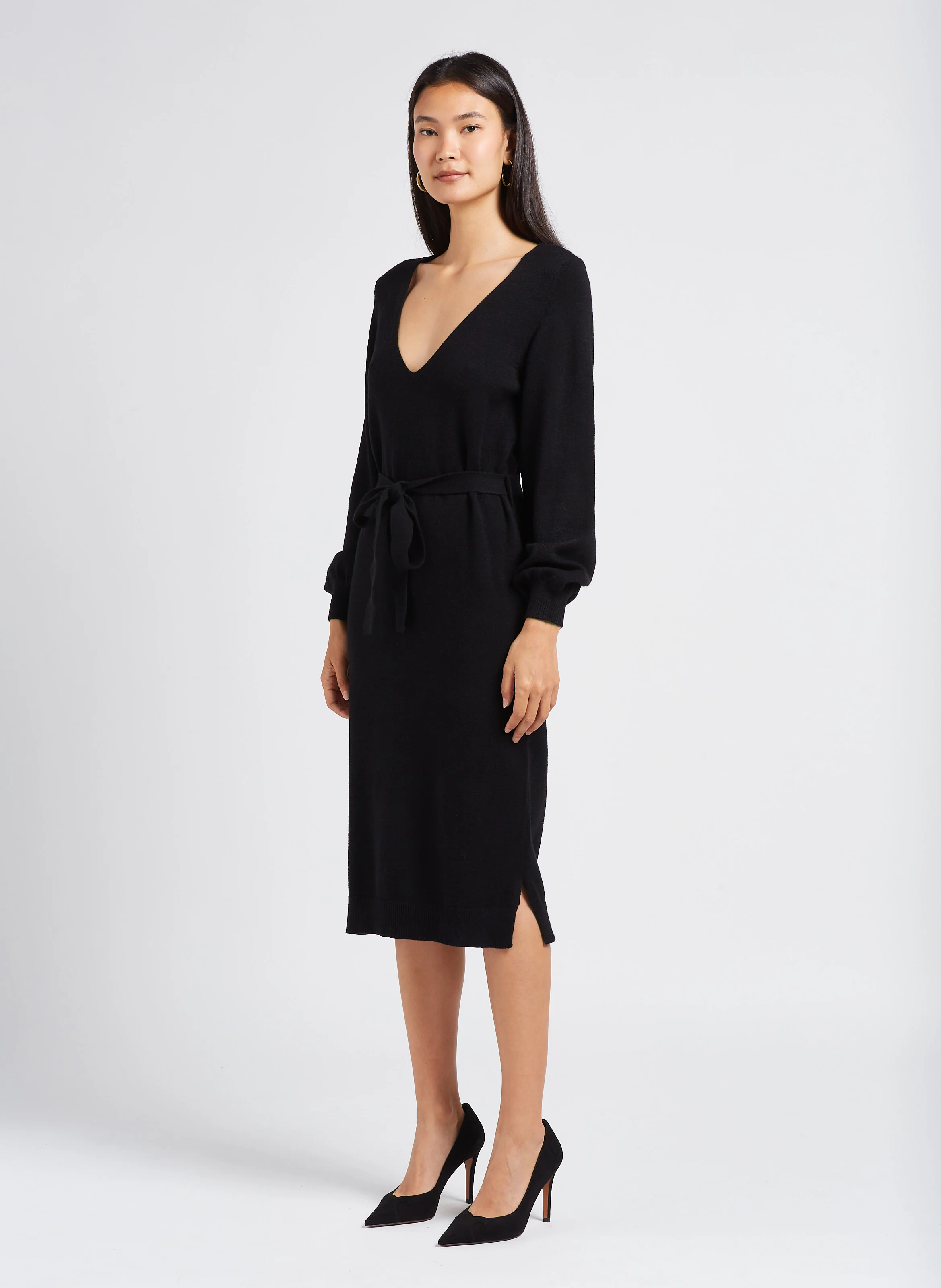 RIL - Robe pull col rond droite | Noir