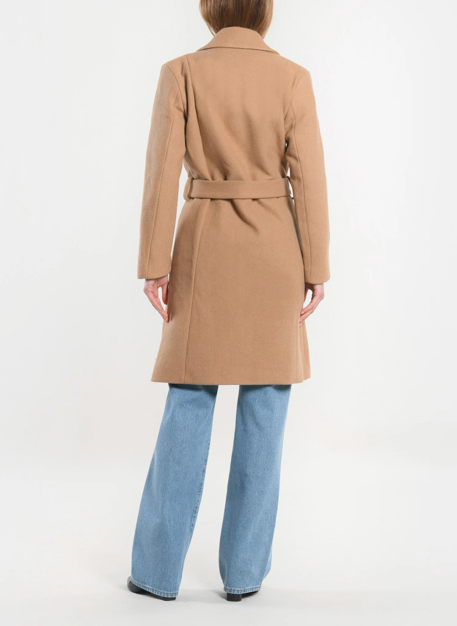 CATHY - Manteau droit en laine mélangée | Beige