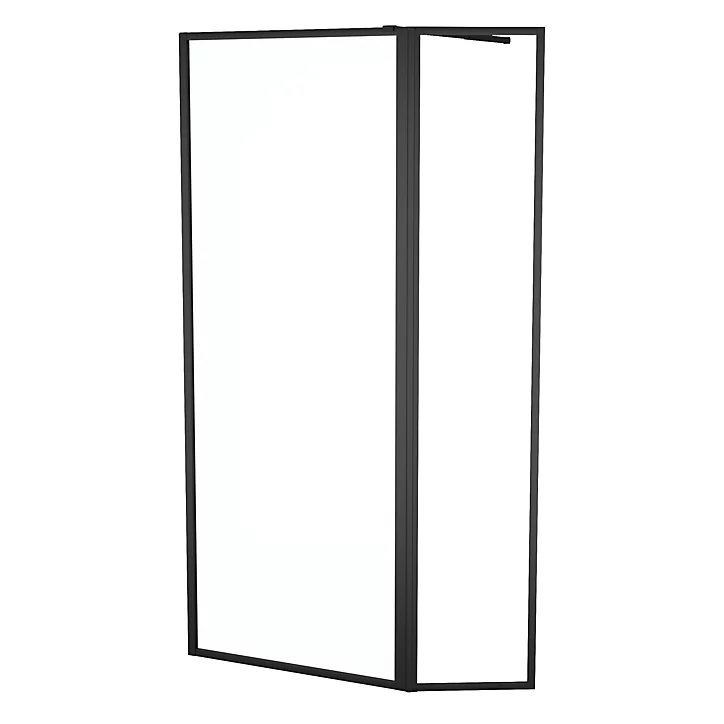 Paroi de douche à l'italienne fixe + volet pivotant 80+40 x 200 cm, noir mat, Galedo Dark Edge Shelf