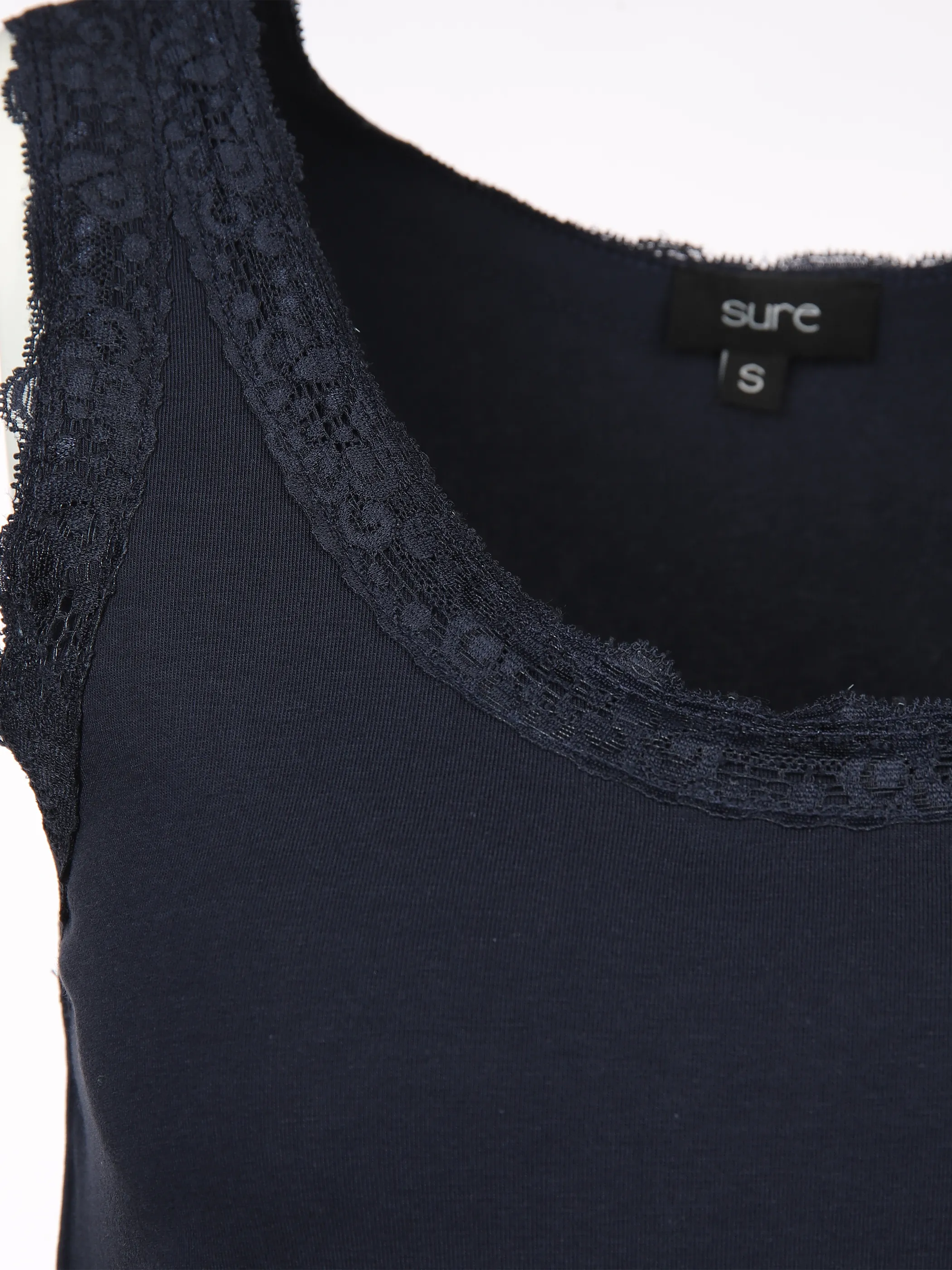 Damen Top mit Spitzenbesatz