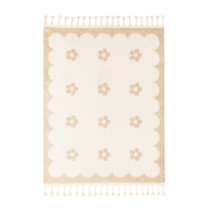 Wasbaar kindervloerkleed - Moos Flower Creme