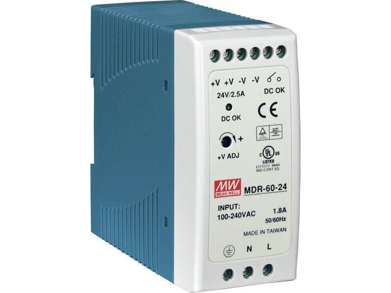 MeanWell DIN-Schienennetzgerät  60 W, 24 V Industrie-DIN-Schienen-Netzgerät