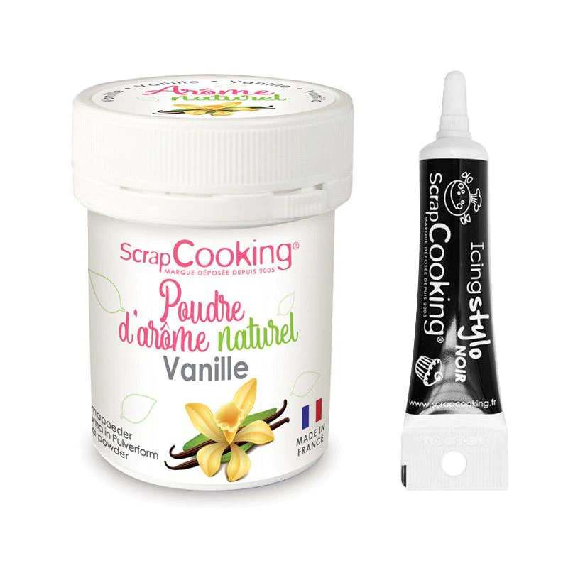 Arôme alimentaire naturel en poudre 15 g Vanille + Stylo de glaçage no