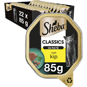 Sheba Kattenvoer Classic - Adult - Natvoer - Kip - kuipje 22 x 85 g