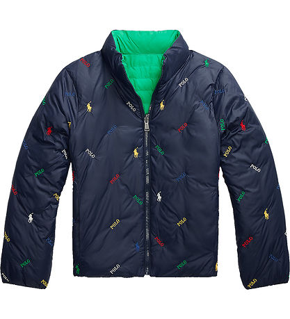 Polo Ralph Lauren Steppjacke - Umkehrbar - Grün/Navy m. Logos