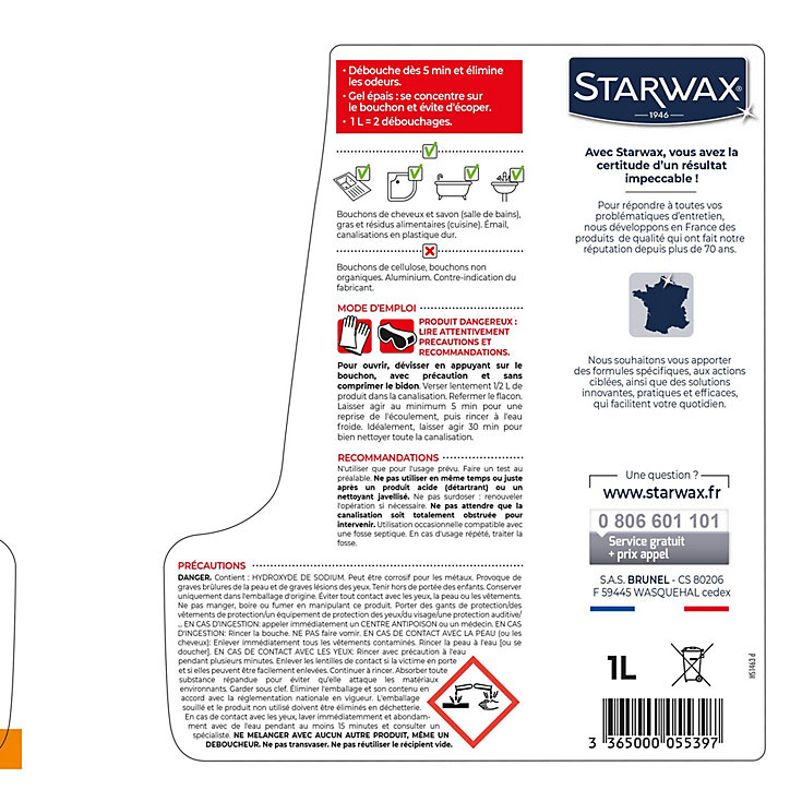 Déboucheur express canalisations Starwax 1L