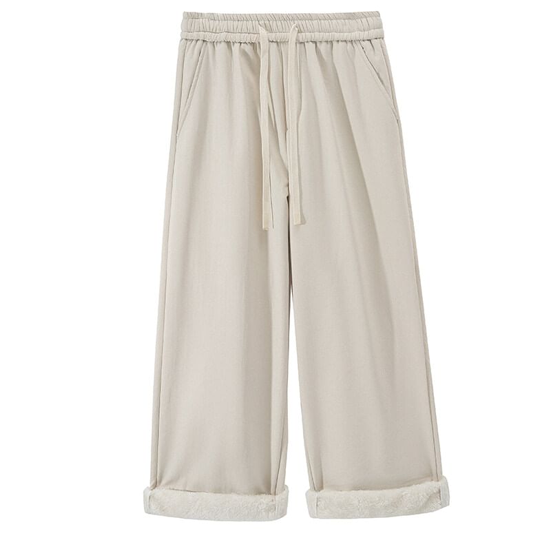 Kimeya - Effen broek met wijde pijpen en trekkoord in de taille