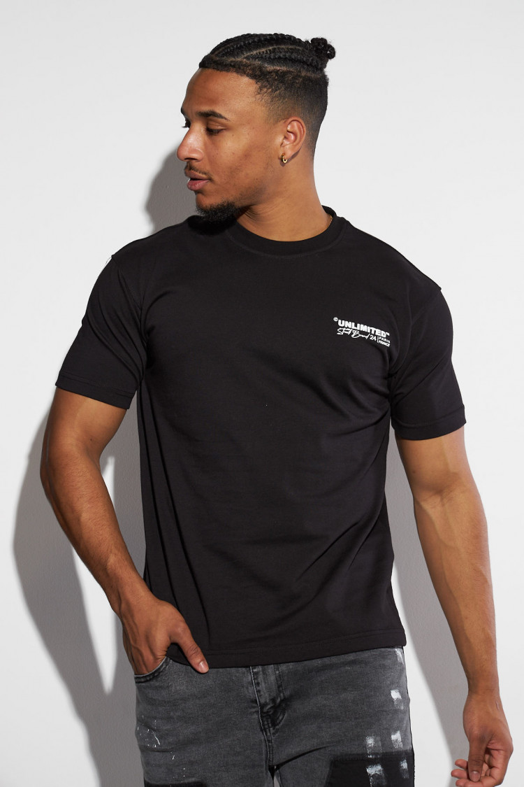 T-shirt large noir à insciptions
