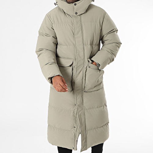 Doudoune Capuche Longue Vert Kaki Clair