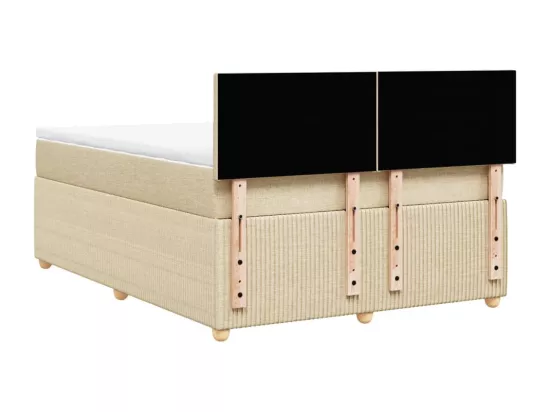 Sommier à lattes de lit avec matelas Crème 160x200 cm Tissu