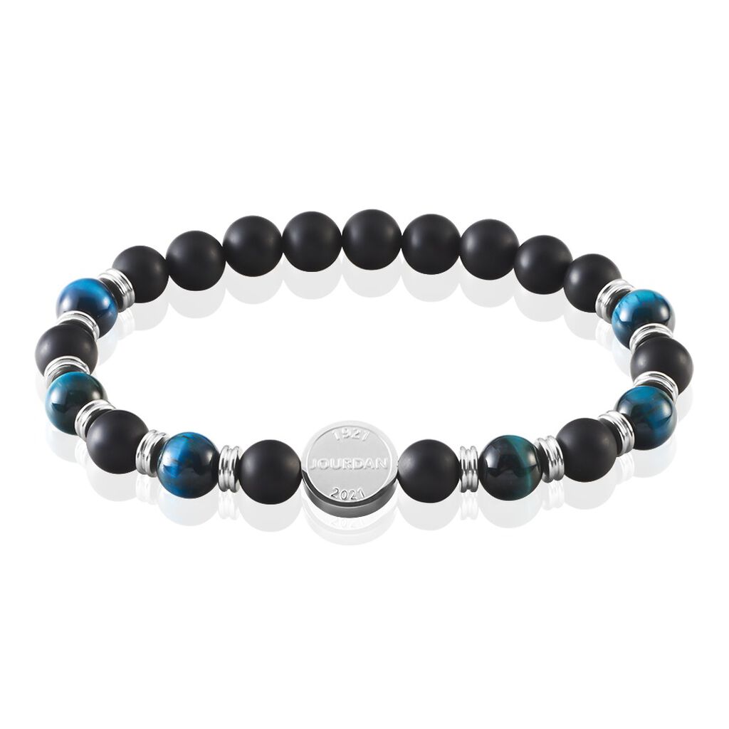 Bracelet Jourdan Homme 1921 Acier Blanc œil De Tigre Onyx