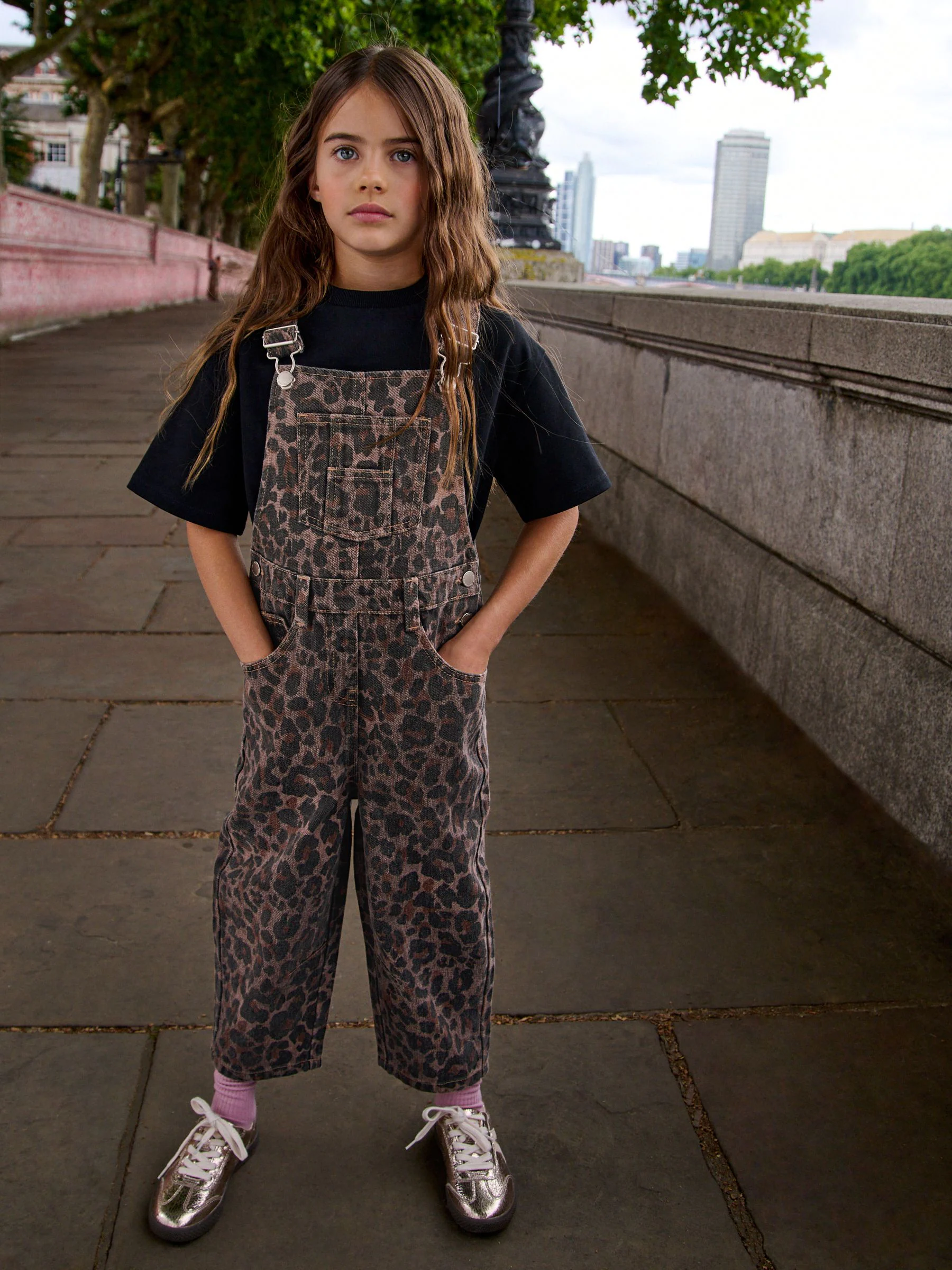 Chocoladebruin - Animal Print Dungaree (3-16yrs)