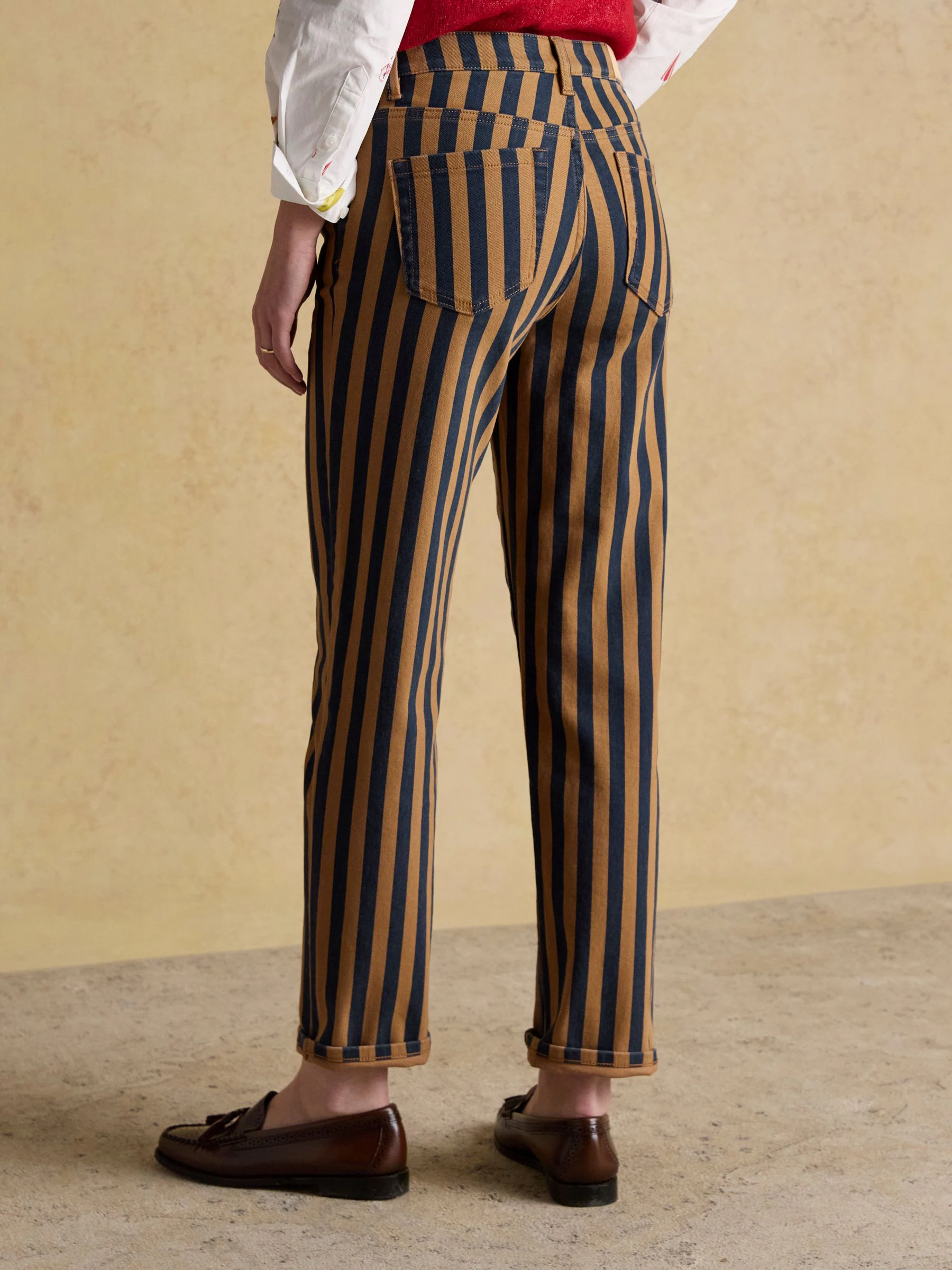 Marineblauw gestreept - Joules jeans met halfhoge taille