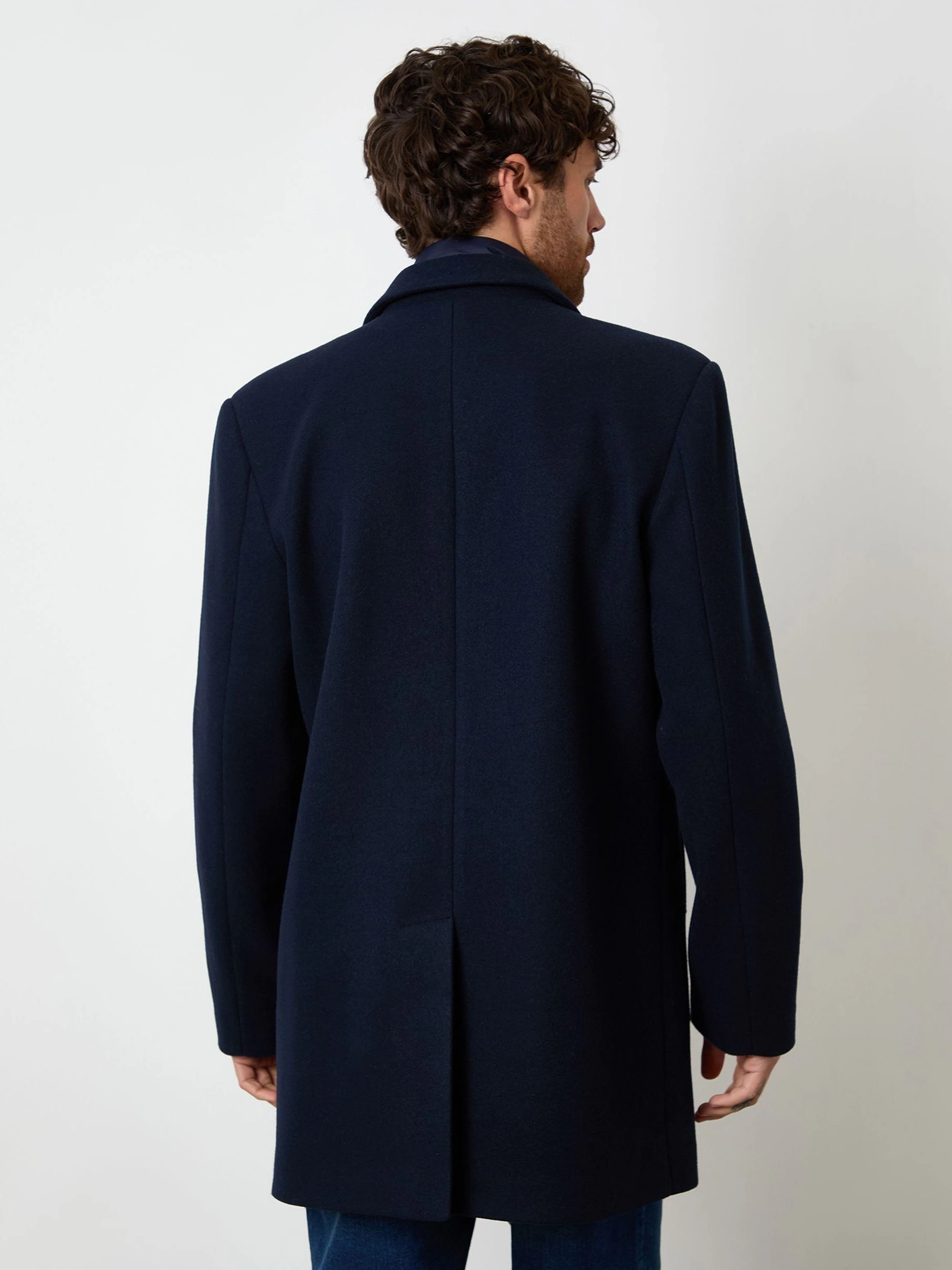 Threadbare Faux Wool Mock Layer Longline Trench Coat