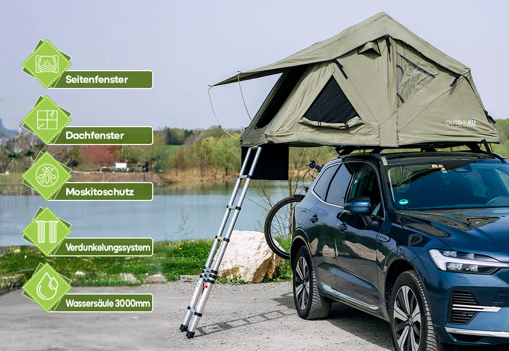 OutdoorU Compact 2 Pers daktent incl. dakraam - Grey