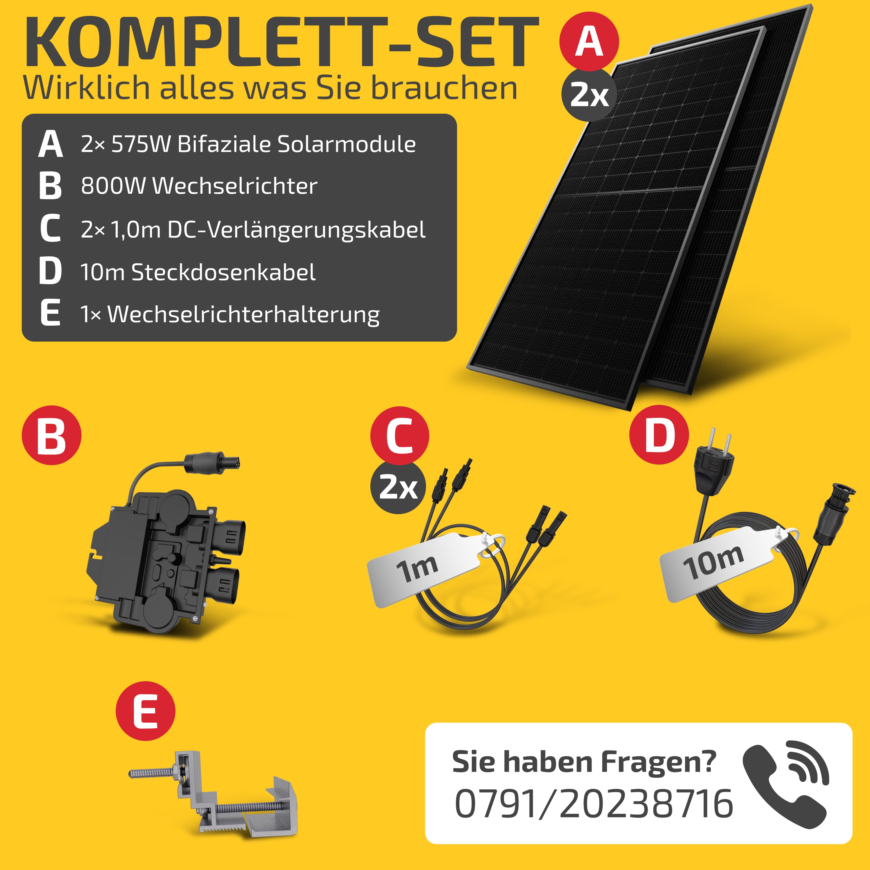 Balkonkraftwerk 1170W / 800W Solaranlage Steckerfertig WIFI Komplettset Photovoltaik Anlage 800W/600W