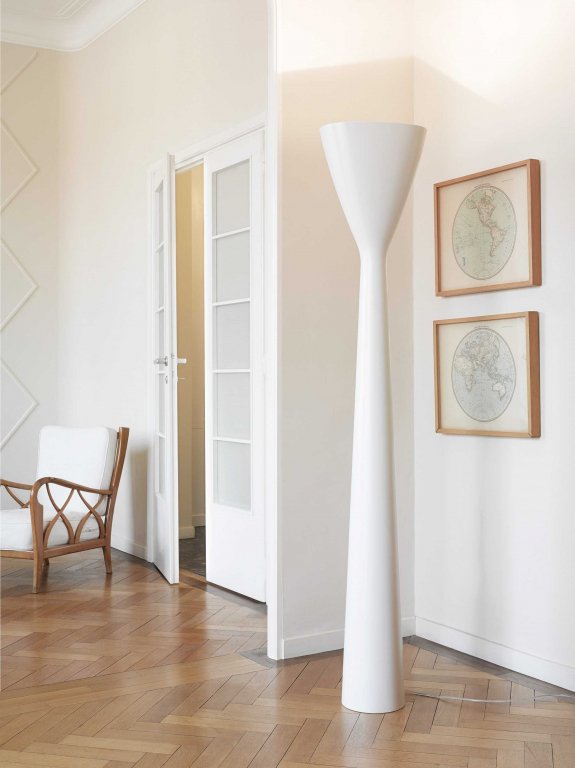 Luceplan Carrara vloerlamp LED met voetdimmer wit