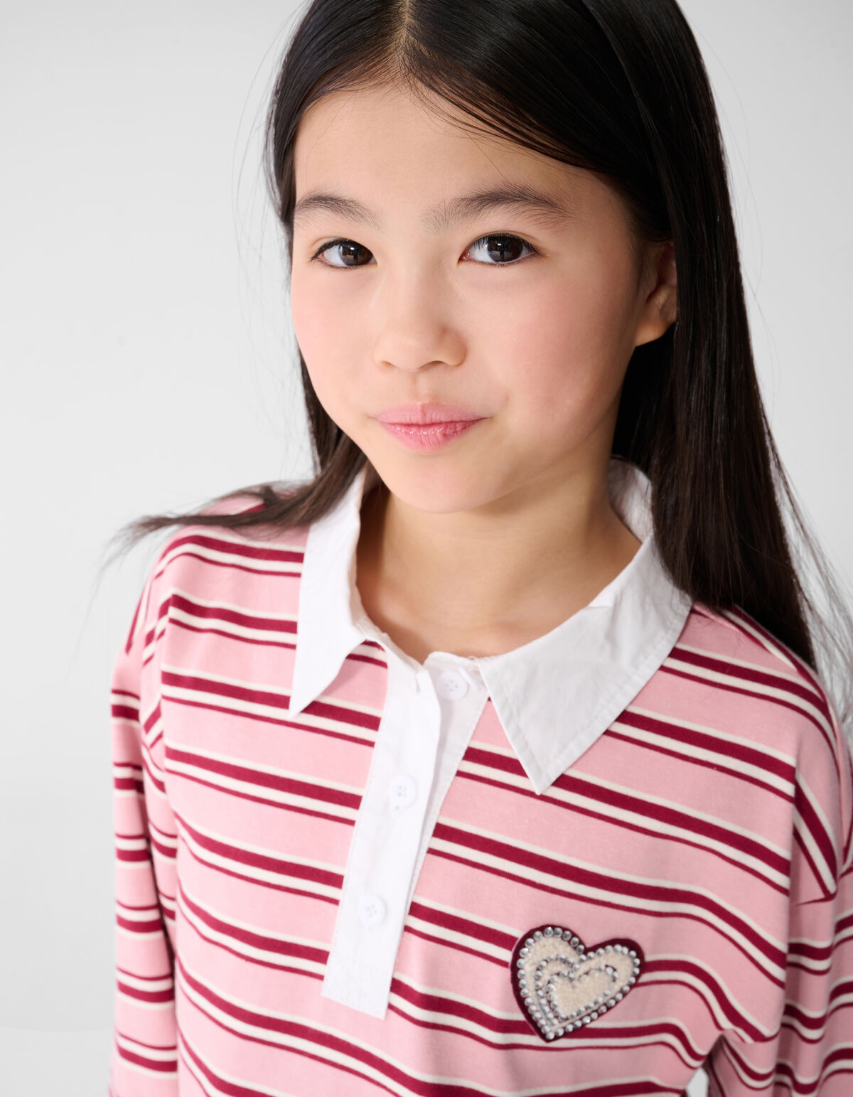 Striped Longsleeve Polo Rood/Roze