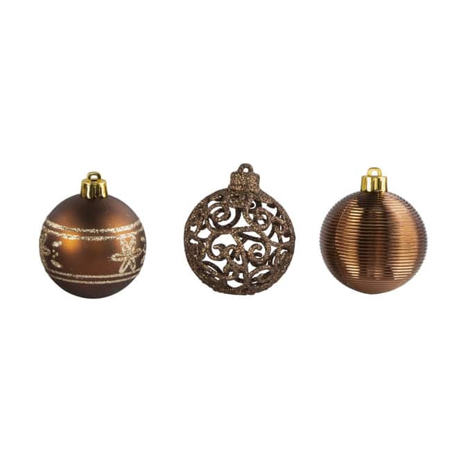 Christbaumkugeln - bruchfest - braun/kupfer - ca. 6 cm - 20 Stück