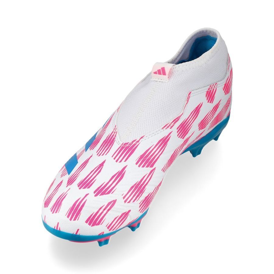 adidas Predator League Laceless FG Reemergence - Blanc/Bleu/Rose Enfant