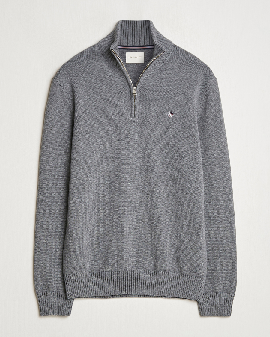 GANT Casual Cotton Half Zip Dark Grey Melange