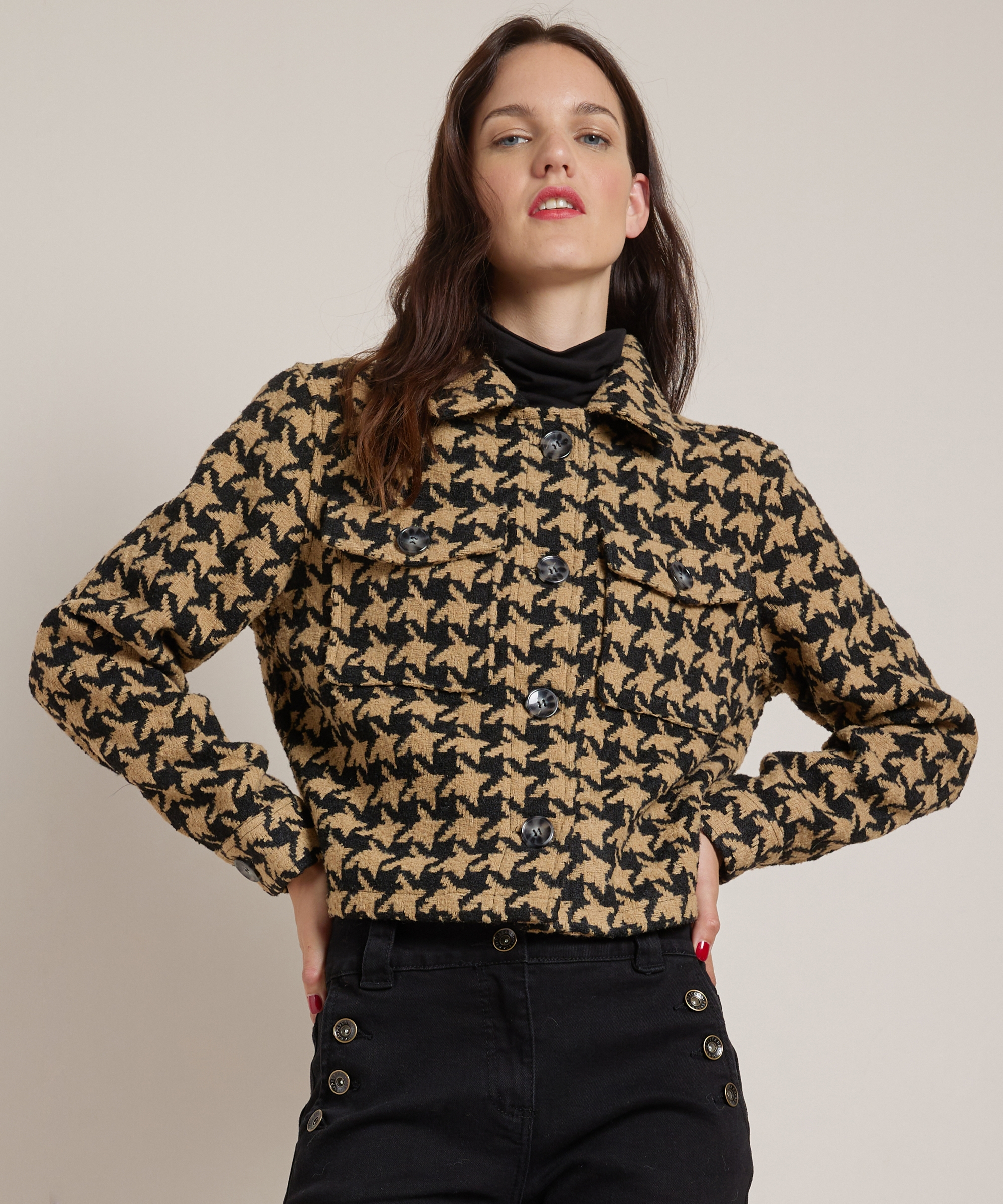 tweed blazer met kraag