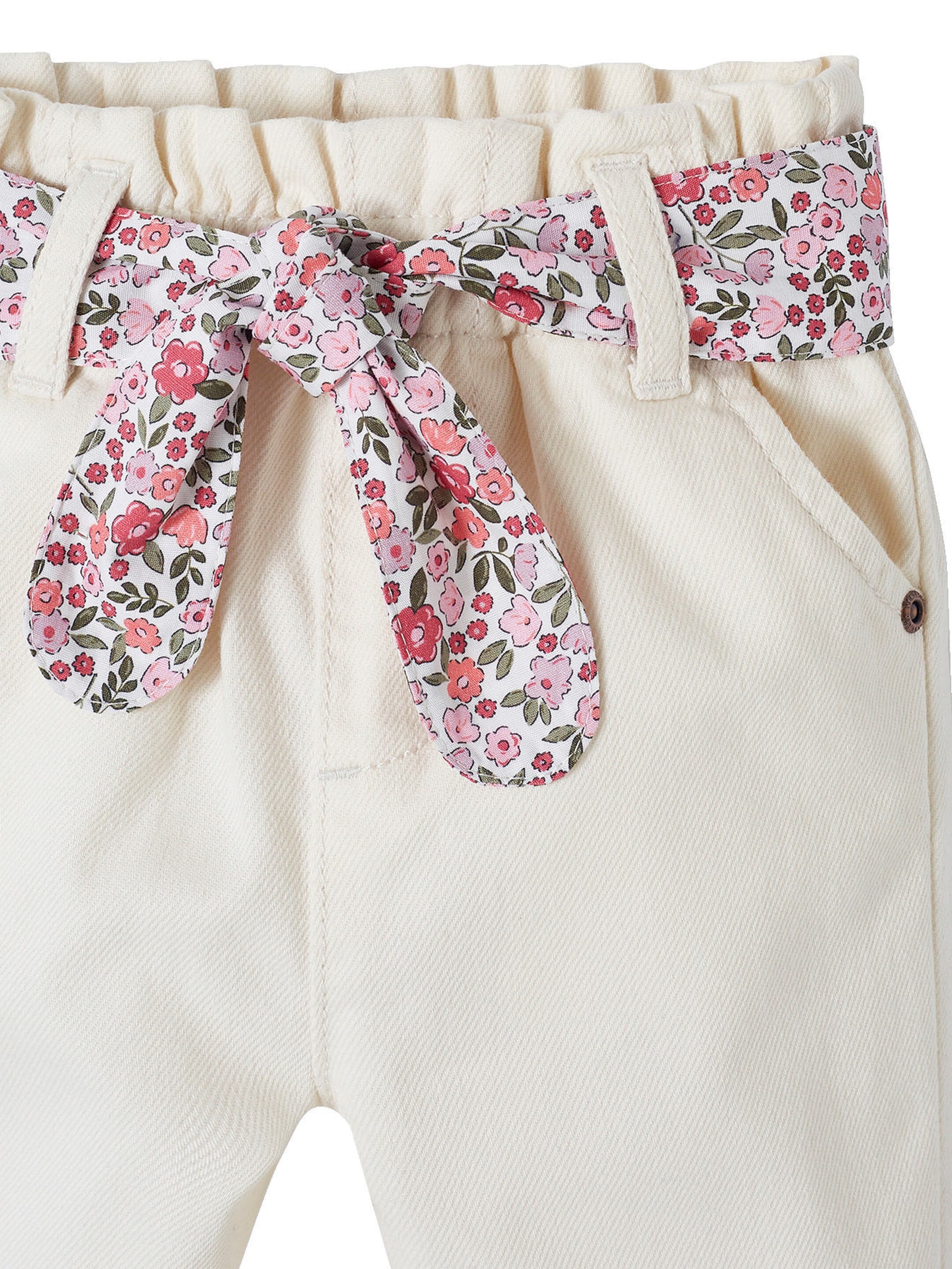 Vertbaudet Baby Paperbag-Hose mit Stoffgürtel wollweiß