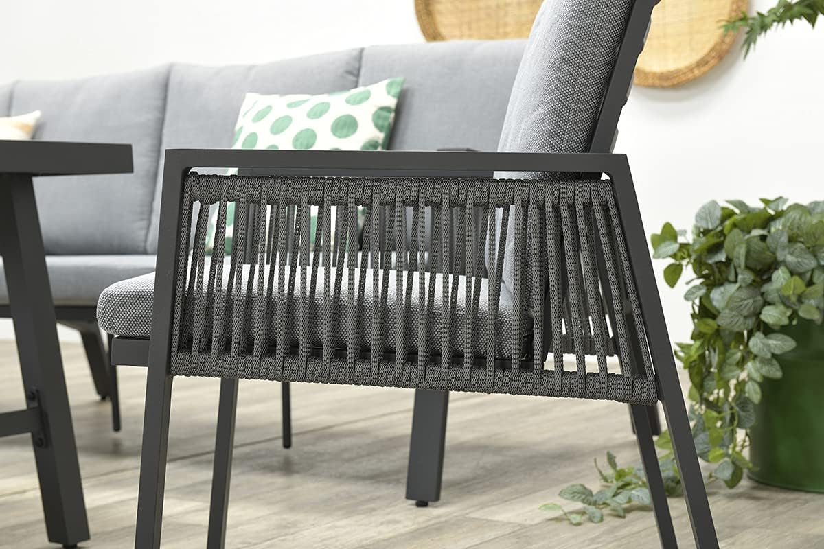 Garden Impressions GI 80410FG Andrea Lounge Dining Set Links Carbon Black/Rope Dark Grey/Light Grey