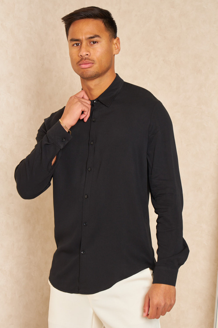 Chemise fluide manches longues noire