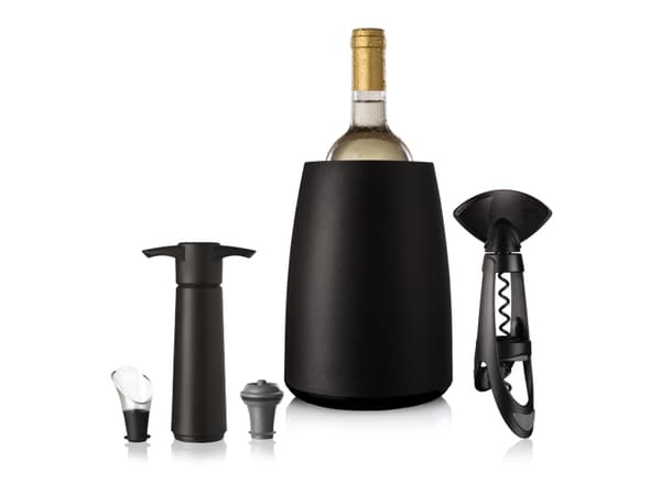 Vacu Vin Elegant vintilbehør, sort stål, 5 deler