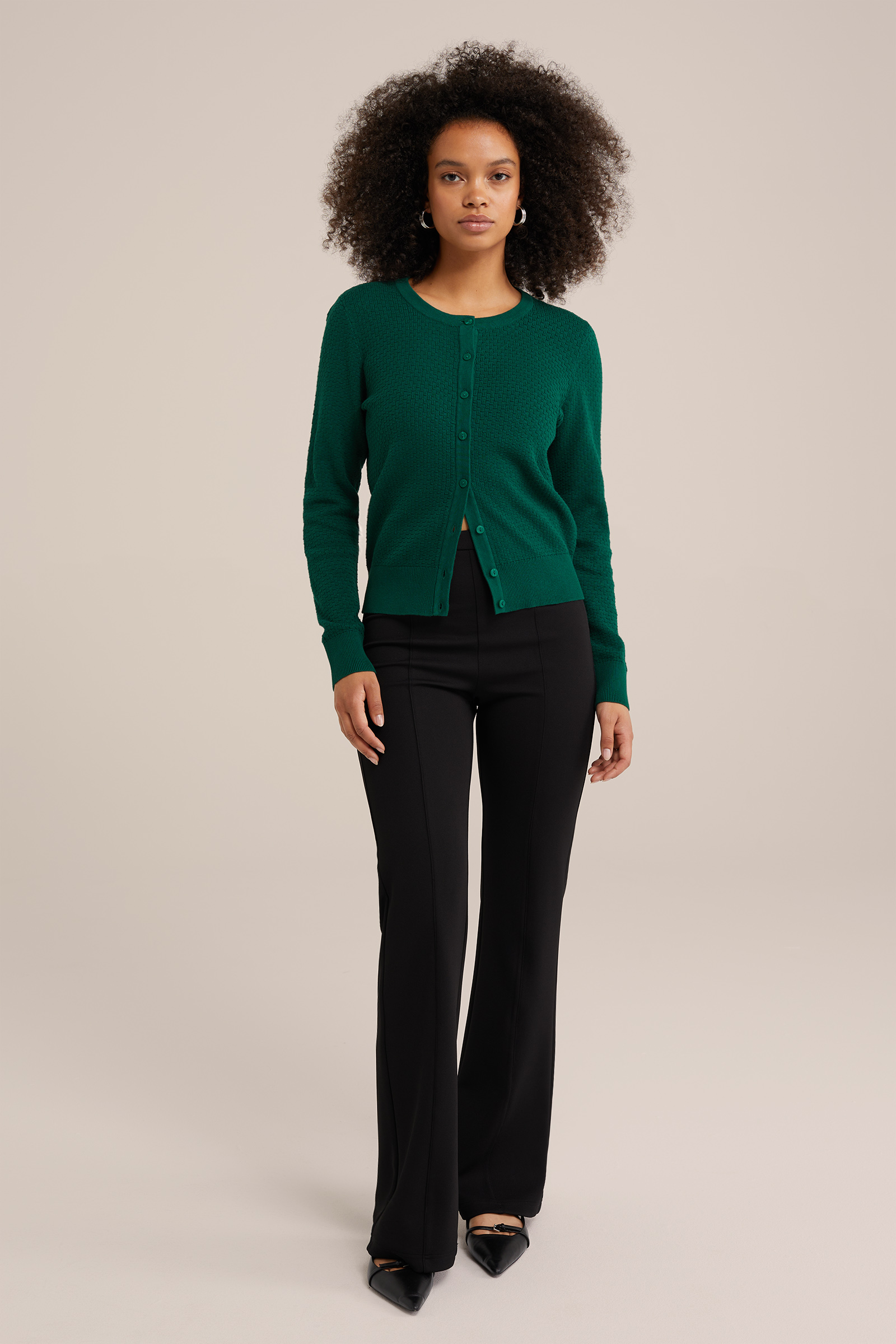 vest met structuur WE Fashion Donkergroen