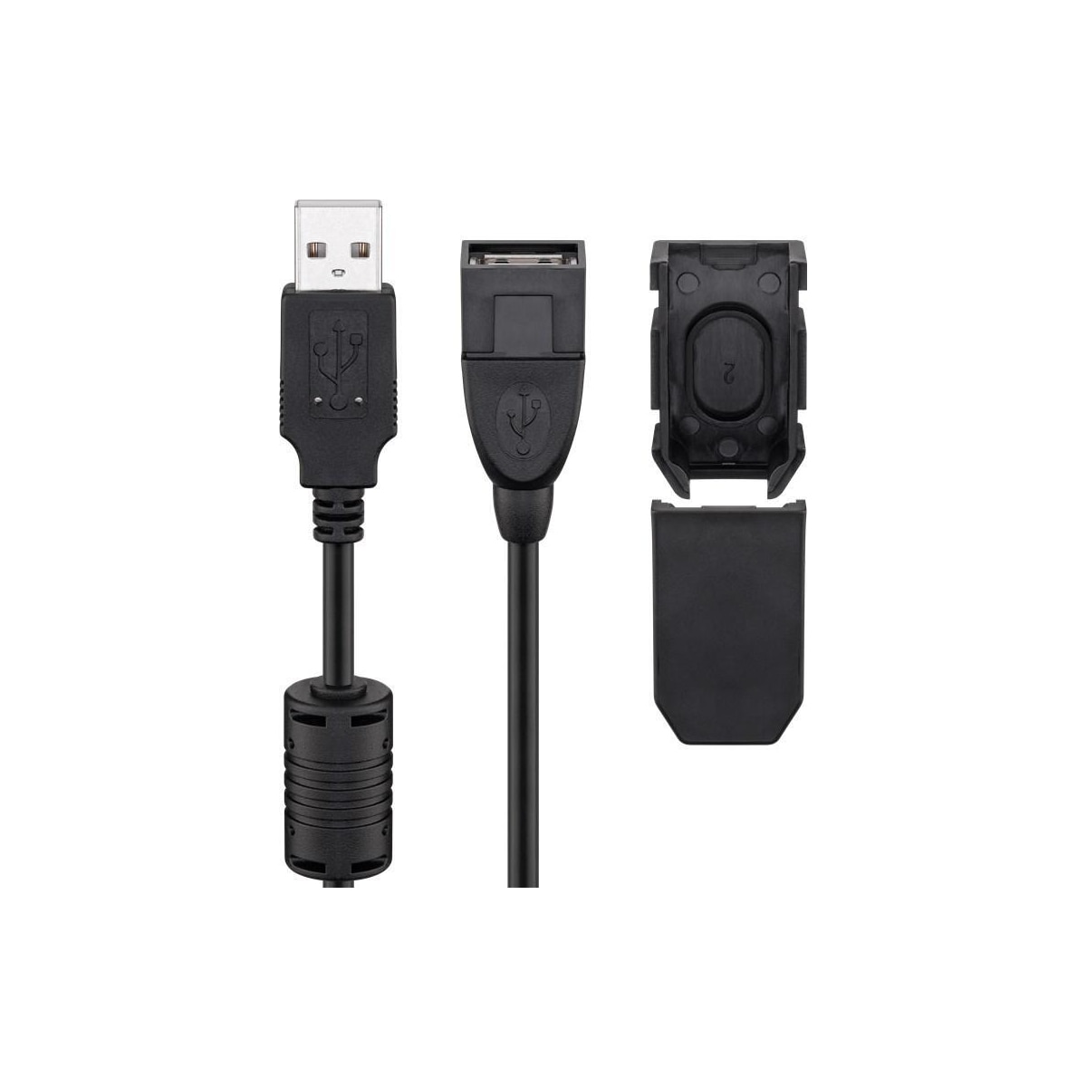 Goobay USB 2.0 høyhastighets forlengelseskabel med sikkerhetshylse, svart