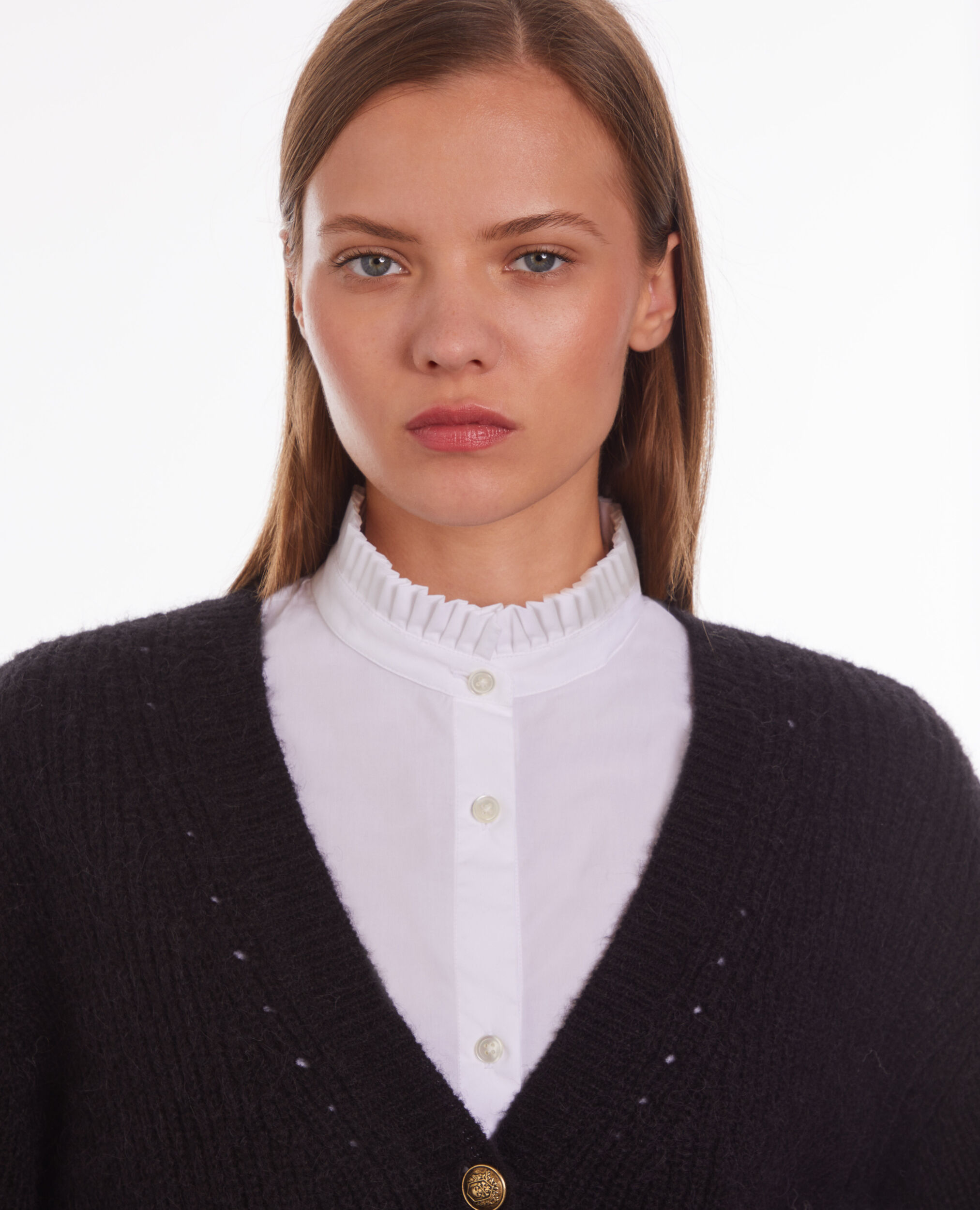 Cardigan noir en laine mélangée