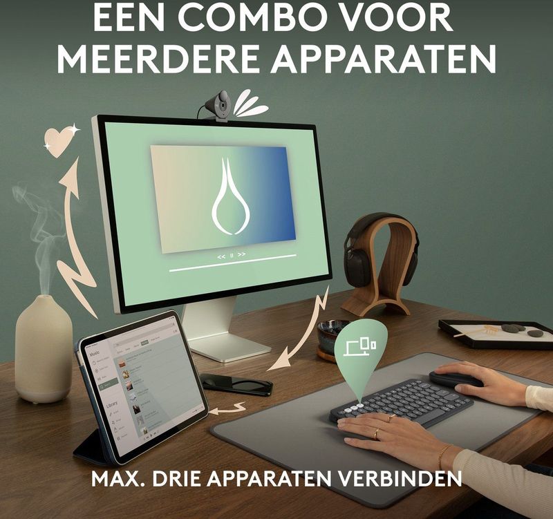Logitech - Pebble 2 - Draadloos Toetsenbord en Muis - Zwart - Gerecycled Plastic