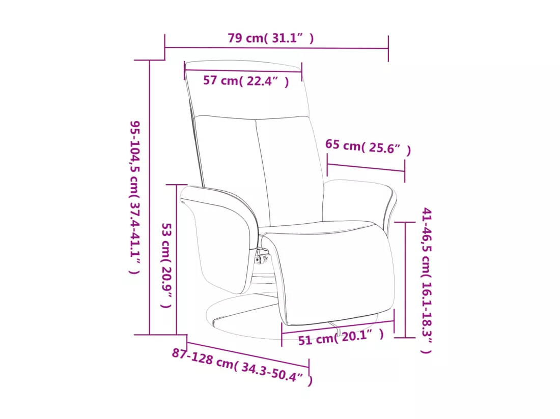 Fauteuil inclinable avec repose-pied crème tissu