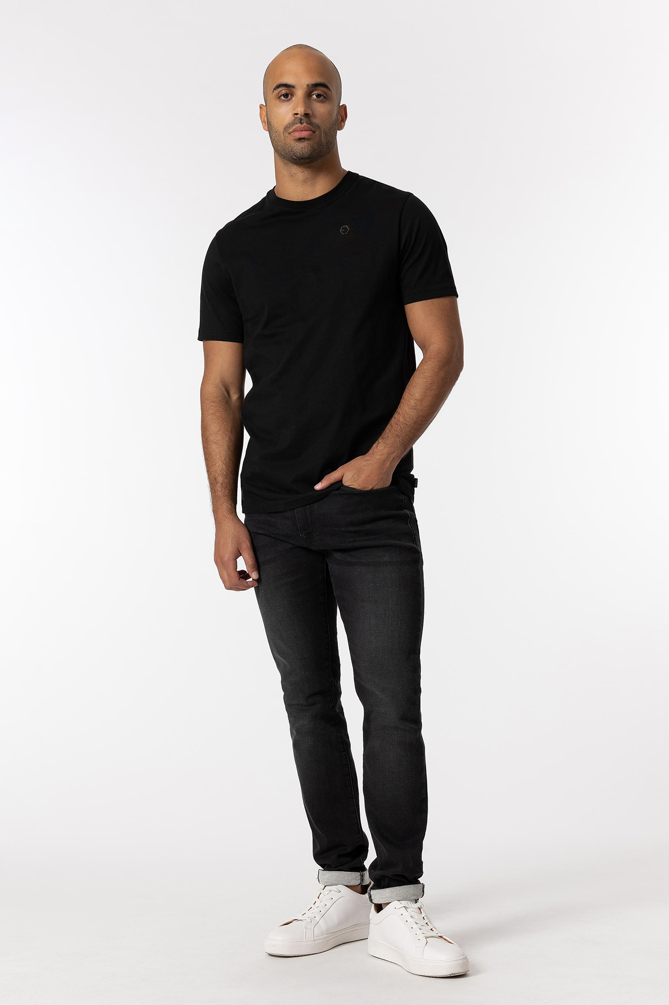 Calça jeans super slim de malha índigo