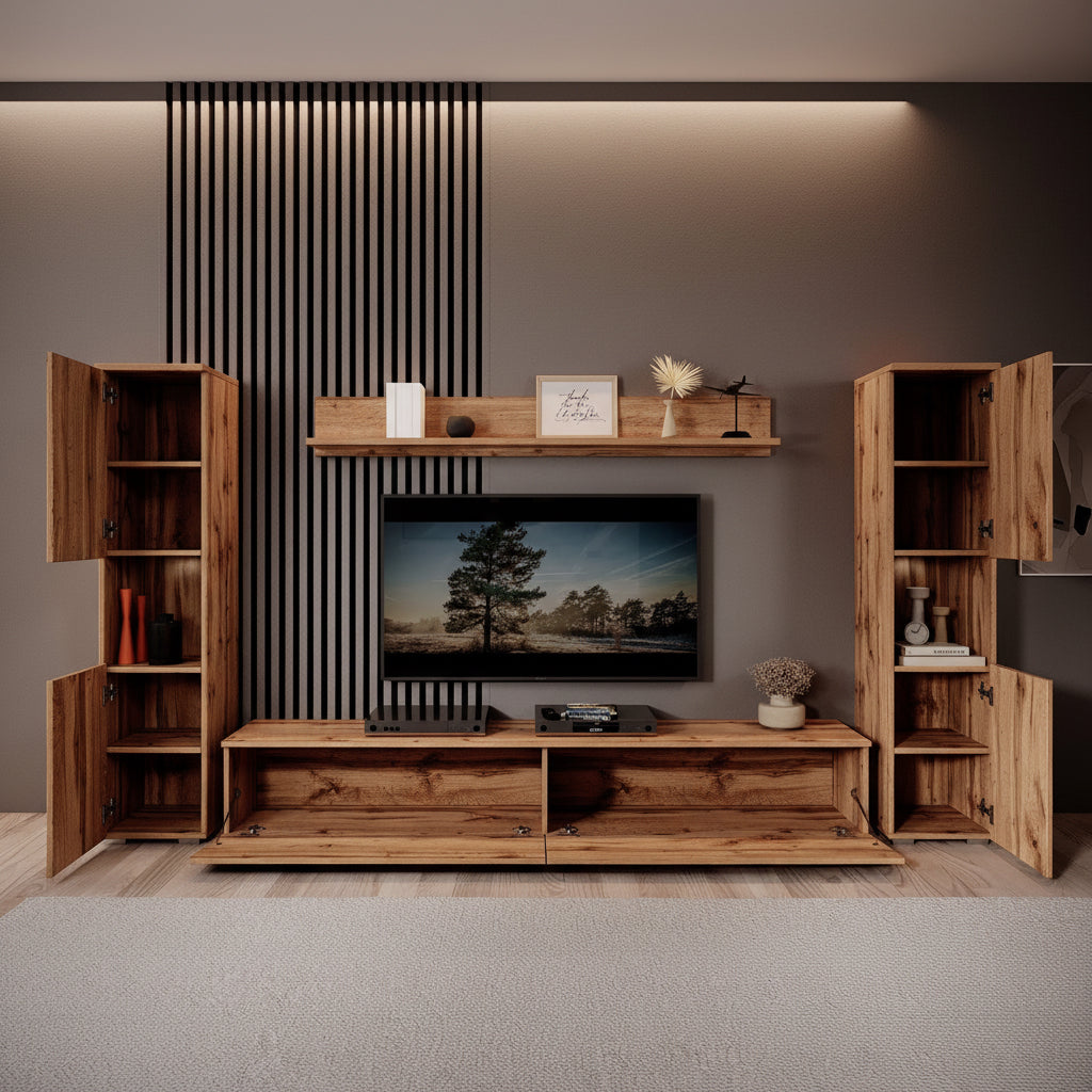 Pure XL - Wandmeubel - Eiken - 180x33x130 cm