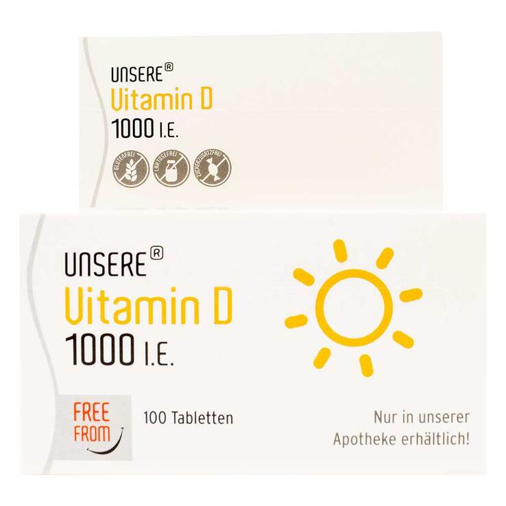 Unsere Vitamin D 1.000 I.E. freefrom Tabletten, 100 St