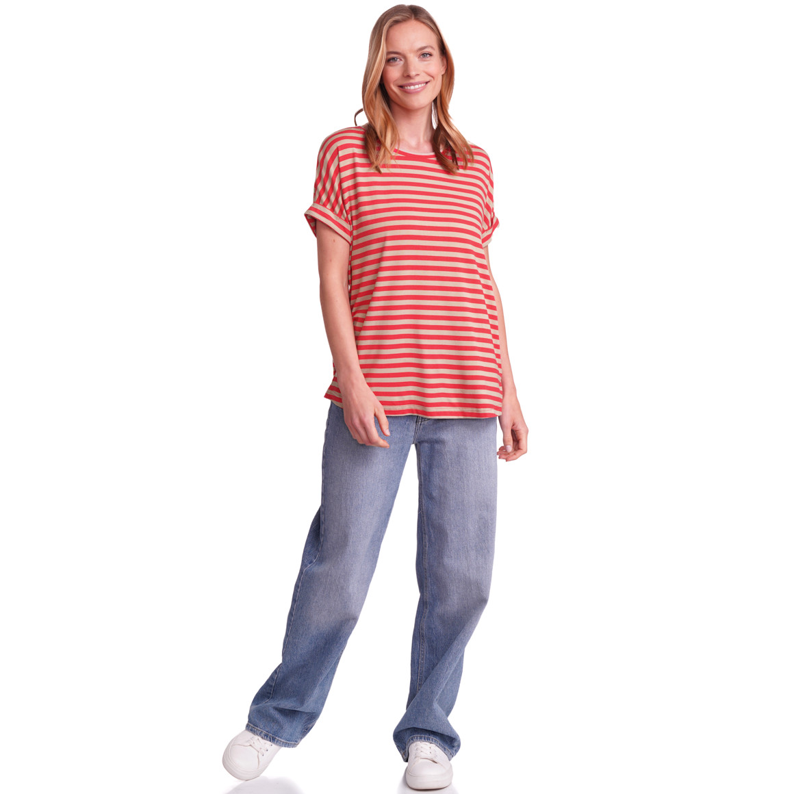 Gina Benotti Damen T-Shirt mit Print beige / rot
