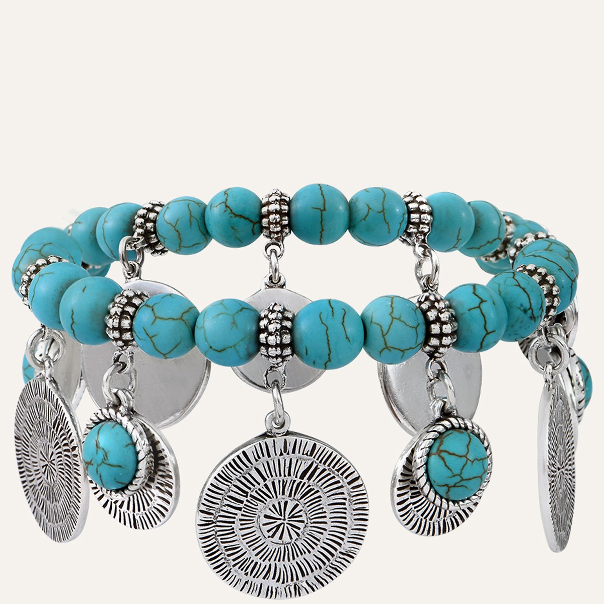 Bracelet Arizona - Alliage & howlite turquoise
