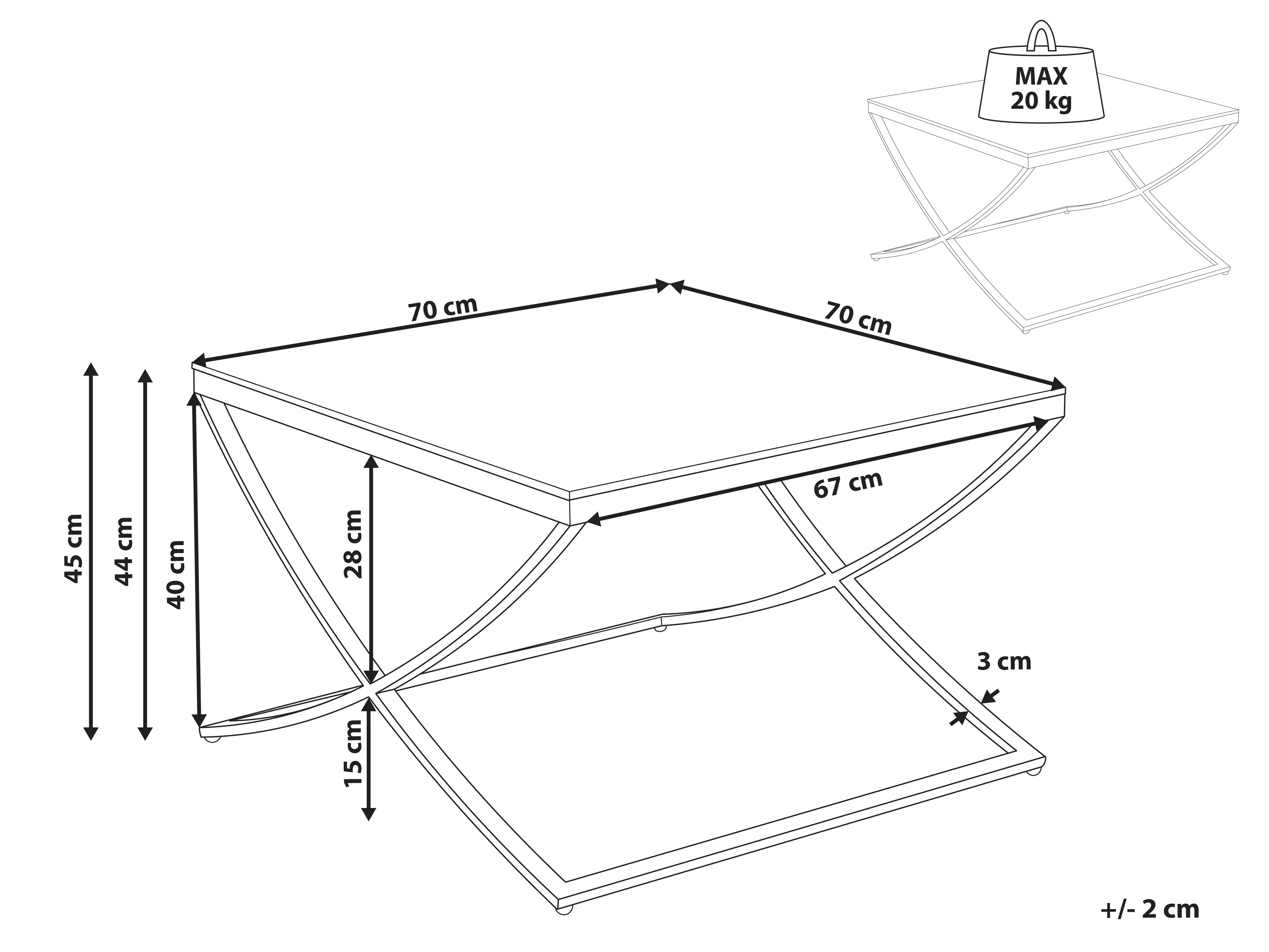 Salontafel RINGGOLD Veiligheidsglas Goud