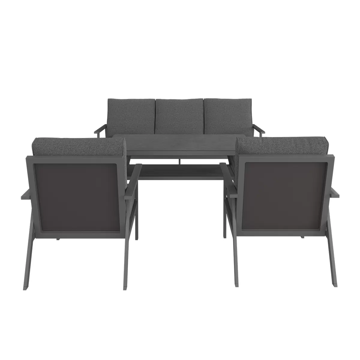 Beldano Loungegarnitur Genua 4-teilig anthrazit,schwarz