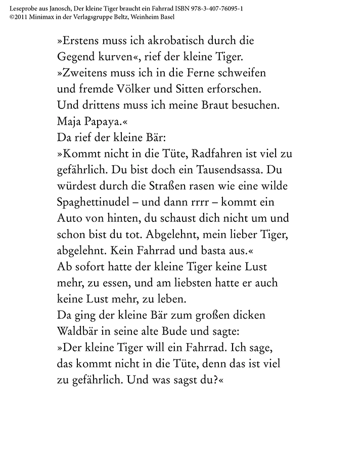 Der kleine Tiger braucht ein Fahrrad