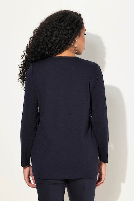 Shirt, Ziersteine, Classic, V-Ausschnitt, Langarm