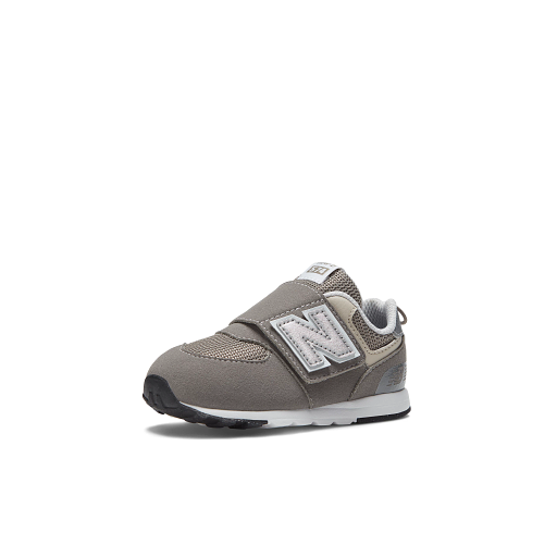 New Balance 574 NEW-B Hook & Loop Wide Sneakers, Raincloud/Silver Metallic, 21