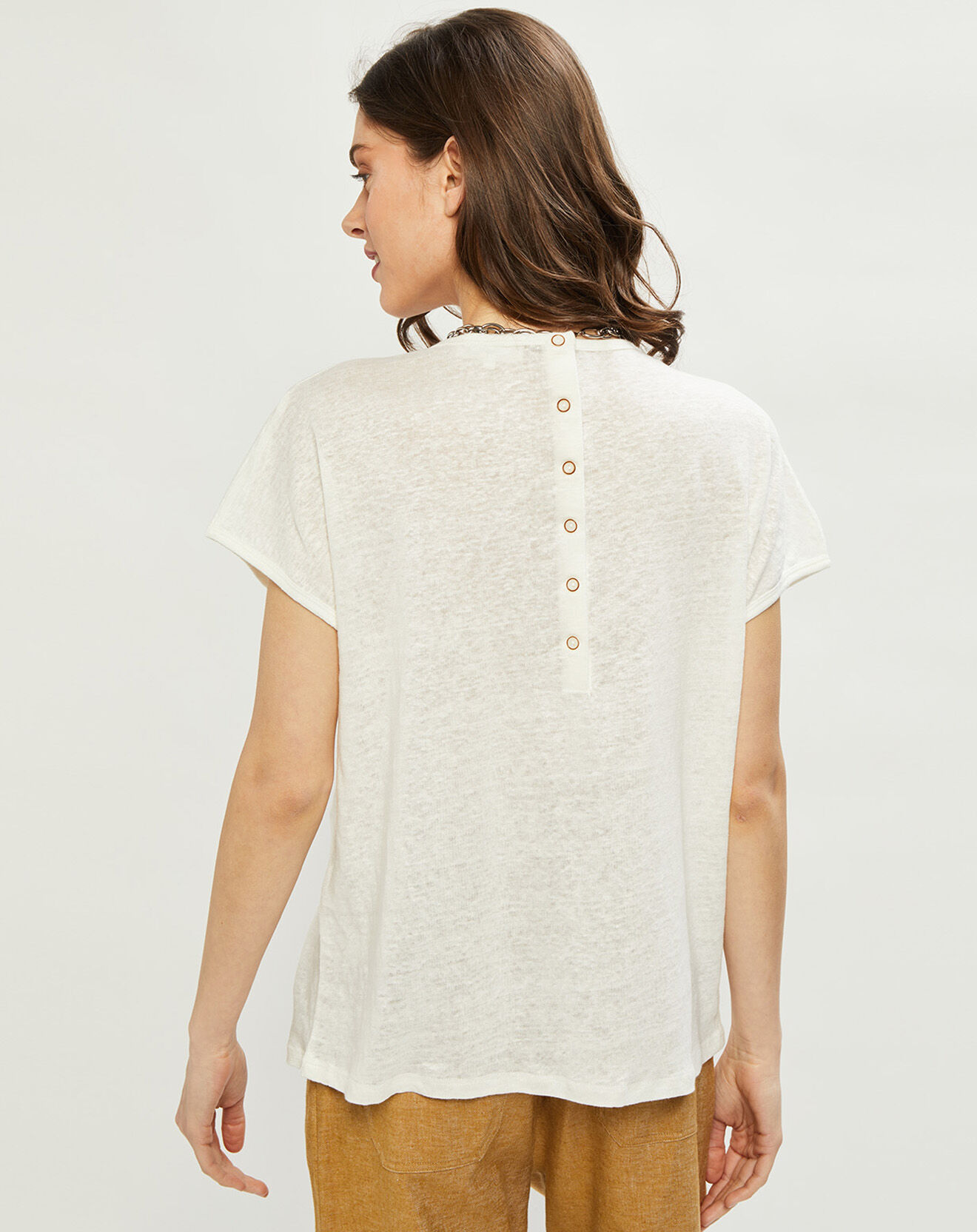 Harris Wilson T-Shirt 100% Lin Rose écru