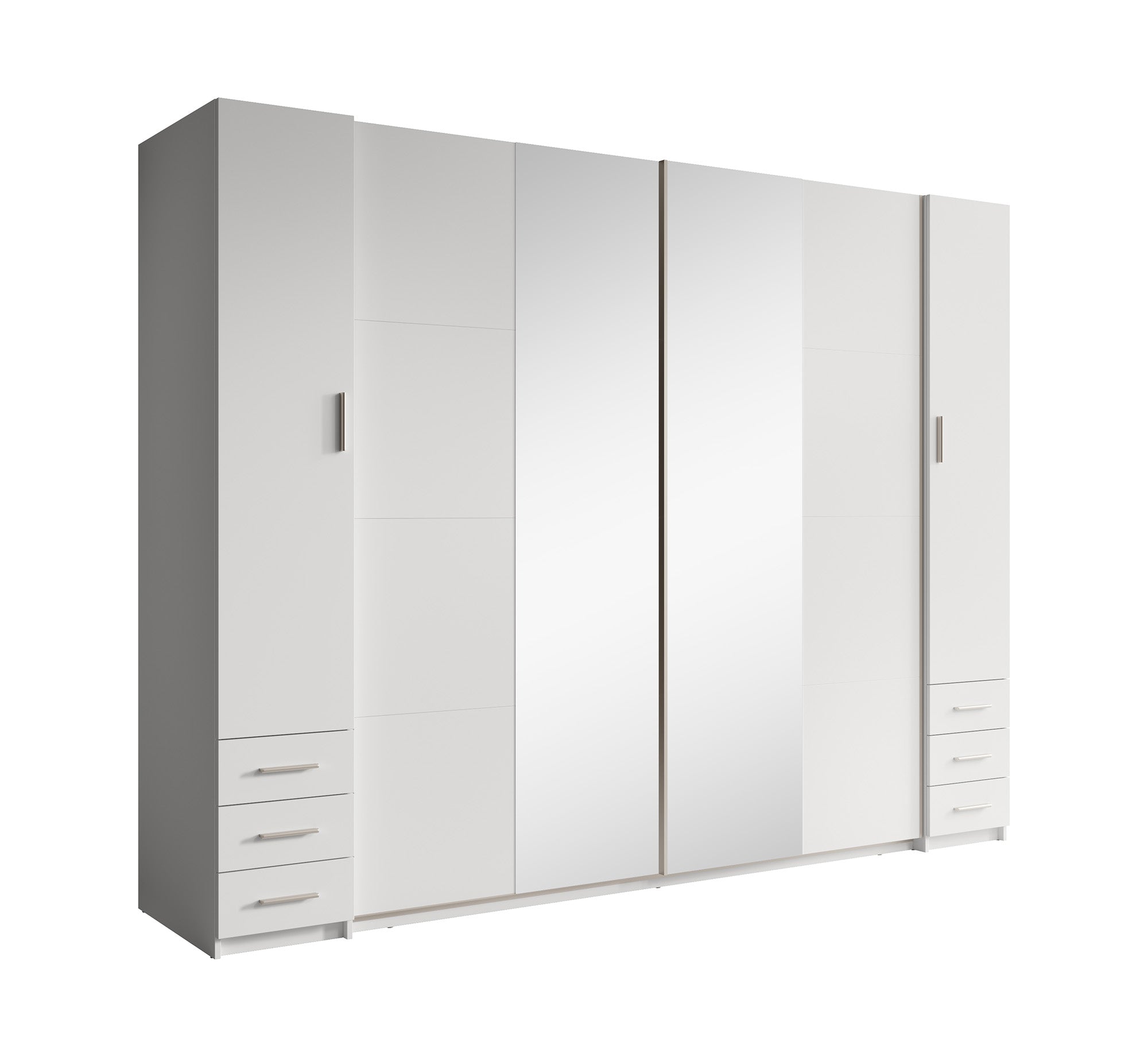 Meubella - Kledingkast Stoke 2 - Wit - 270 cm - Met spiegel