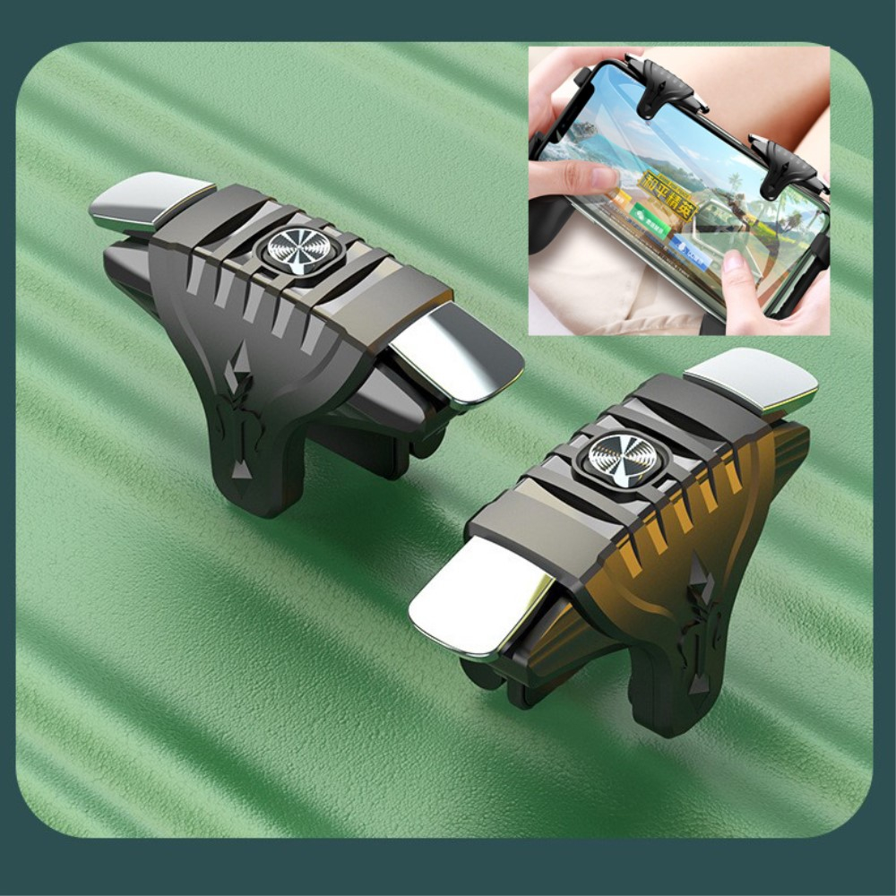 (2er Set) Mobile Smartphone Game Controller mit Drei Schultertasten für FPS / TPS Spiele Gaming - Schwarz / Silber